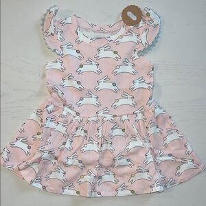 Mud Pie Pink Bunny Print Easter Dress 12-18 months 2T 3T 4T 5T
